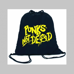 Punks not Dead  ľahké sťahovacie vrecko ( batôžtek / vak ) s čiernou šnúrkou, 100% bavlna 100 g/m2, rozmery cca. 37 x 41 cm